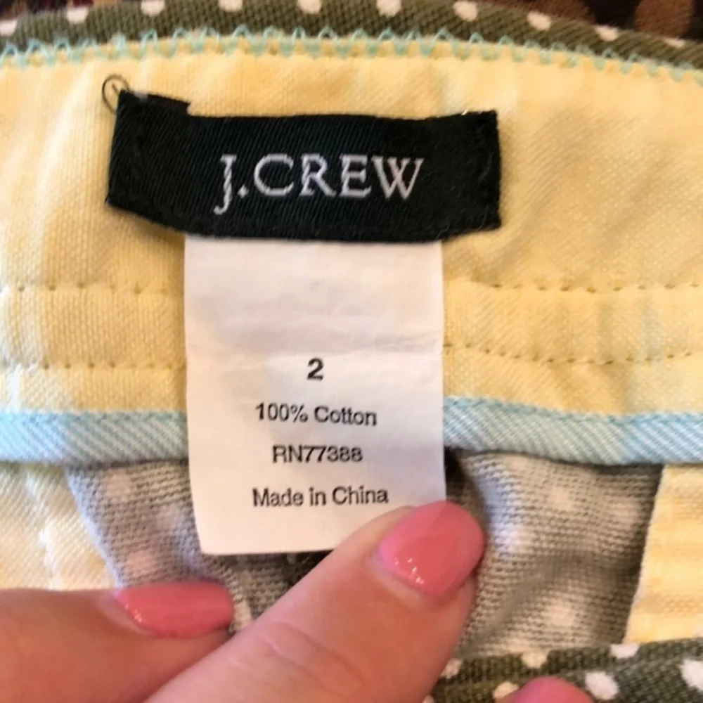 J.CREW 100% COTTON FOREST‎ GREEN POLKA DOT MINI SKIRT Size 2